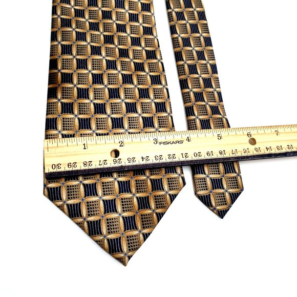 Protocol Mens Necktie Accessory Office Work Casual Dad Gift Polyester Gold Black - Picture 3 of 5